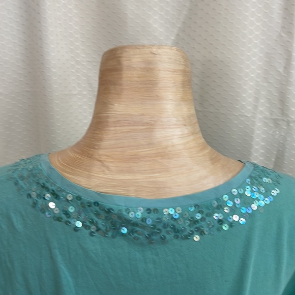 DKNY cotton tee generous size L. Not too bright turquoise. - Picture 3 of 6